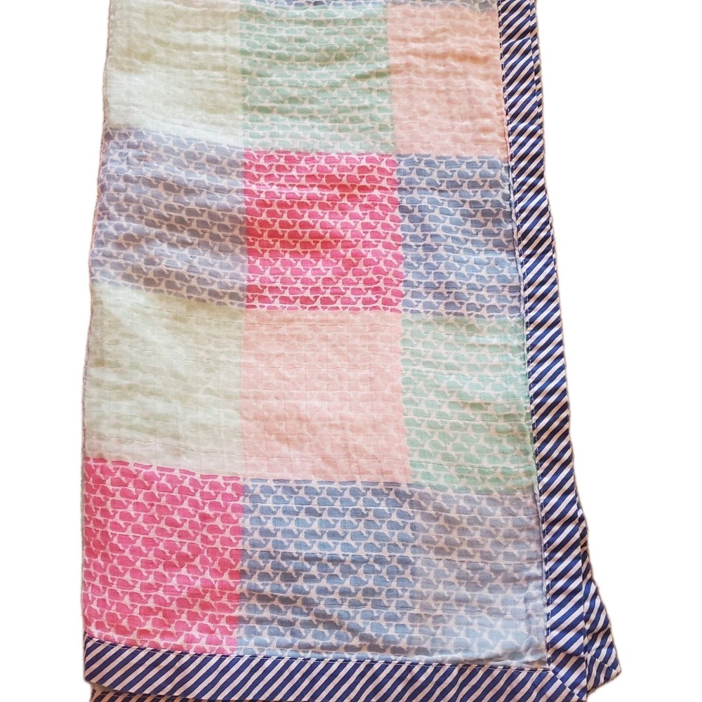 Vineyard Vines for Target 100% Cotton Muslin Baby Blanket Whales 46" W x 48" L‎